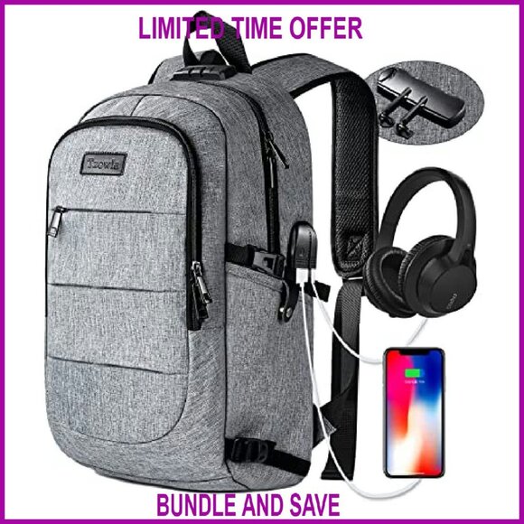 Anti-Theft Laptop Backpack USB Charging Water Resistant 15.6 Inch Travel main image 4